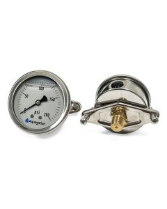 Aquagation Pressure Gauge Panel Mount 2.5-Inch Glycerine Liquid Filled - 0 to 200 PSI - Rear Connection 1/4-Inch NPT (50/Cs)