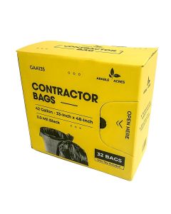 Arable Acres Contractor Bag - 33-Inch x 48-Inch - 42 Gallon - 3.0 Mil Black (Case of 32) (120 Cs/Plt)