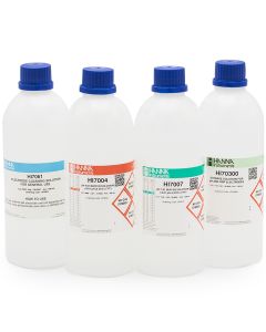 Hanna General pH Calibration Bundle - pH 4.01 - pH 7.01 - Electrode Solution - General Purpose Cleaning Solution - 500 mL
