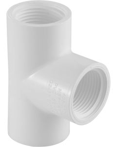 PVC Female Thread Tee - Schedule 40 - White - FPT x FPT x FPT - 1/2-Inch (20/Cs)