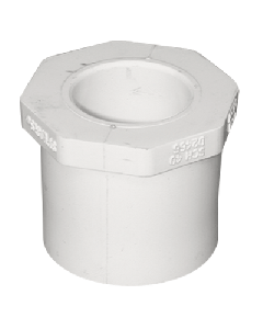 PVC Reducer Bushing - Schedule 40 - White - Spigot x Socket - 4-Inch to 3-Inch (25/Cs)