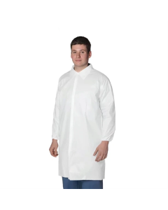 Arable Acres White PP Lab Coat - Elastic Wrists - No Pockets