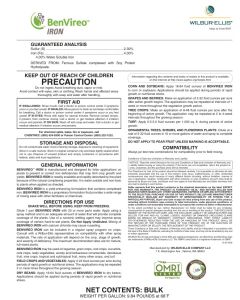 BenVireo Iron - 4% Fe - Iron Sulfate - OMRI Organic - 2.5 Gallons (2/Cs)