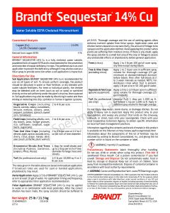 Brandt Sequestar 14% Copper (Cu) - EDTA Microgranule