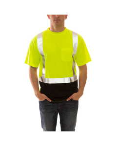 Job Sight Class 2 Black Front T-Shirt - Fl Yellow-Green