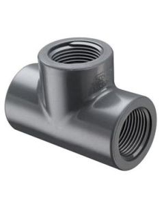 PVC Female Thread Tee - Schedule 80 - Gray - FPT x FPT x FPT
