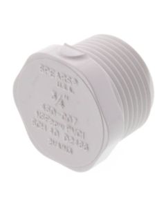 PVC Plug - Schedule 40 - White - 3/4-Inch MPT (50/Cs)