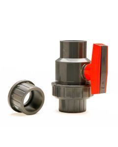 PVC Single Union Ball Valve - Gray - Socket x Socket/FPT