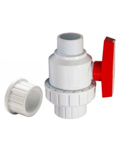 PVC Single Union Ball Valve - White - MPT x Socket/FPT