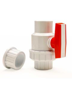PVC Single Union Ball Valve - White - Socket x Socket/FPT