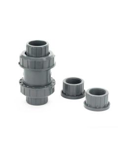 PVC True Union Ball Check Valve - Gray - Socket x Socket / FPT x FPT