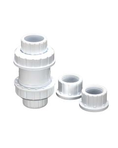PVC True Union Ball Check Valve - White - Socket x Socket / FPT x FPT