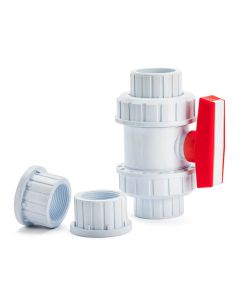 PVC True Union Ball Valve - White - Socket x Socket / FPT x FPT