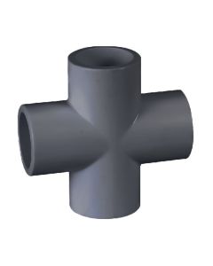 PVC Cross Schedule 80 Fitting - Gray - Socket
